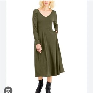 Alfani Olive Long Sleeve Dress